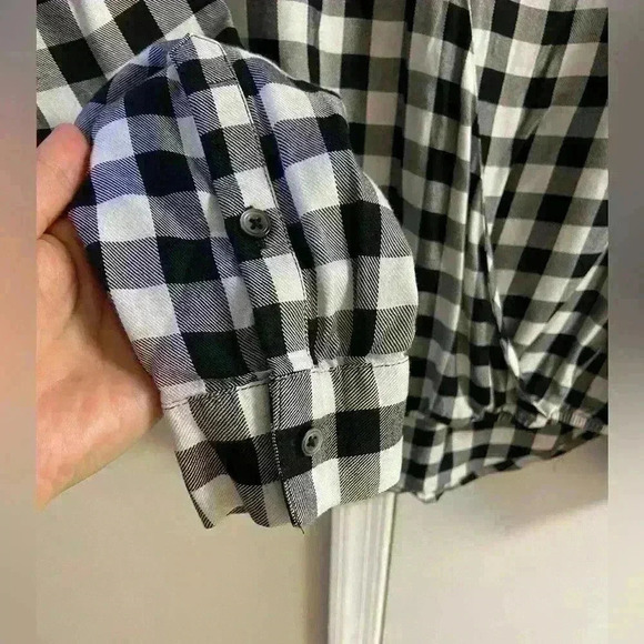 Madewell blouse gingham checkered crossover long sleeve Medium - Picture 4 of 7